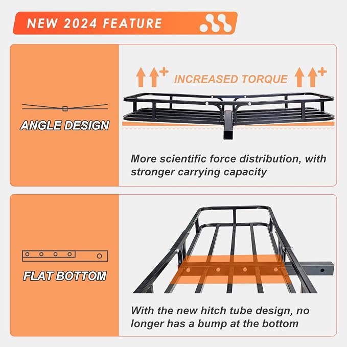 MeeFar Hitch Mount Cargo Carrier Basket 53" x19" x 5"+Waterproof Cargo Bag - Image 2