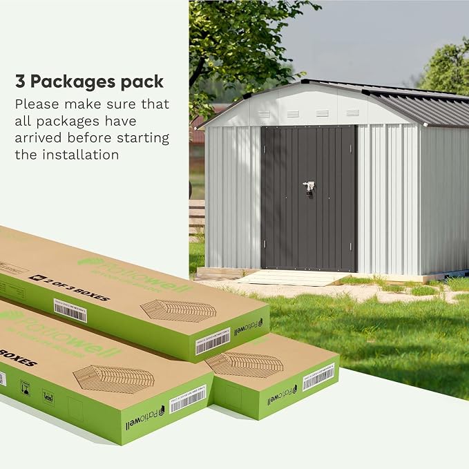Patiowell 10 X 12 FT Barn Style Metal Storage Shed - Image 8