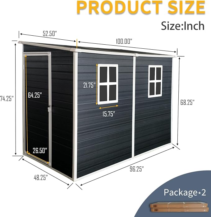 4x8 FT Outdoor Storage Resin Shed - Image 7