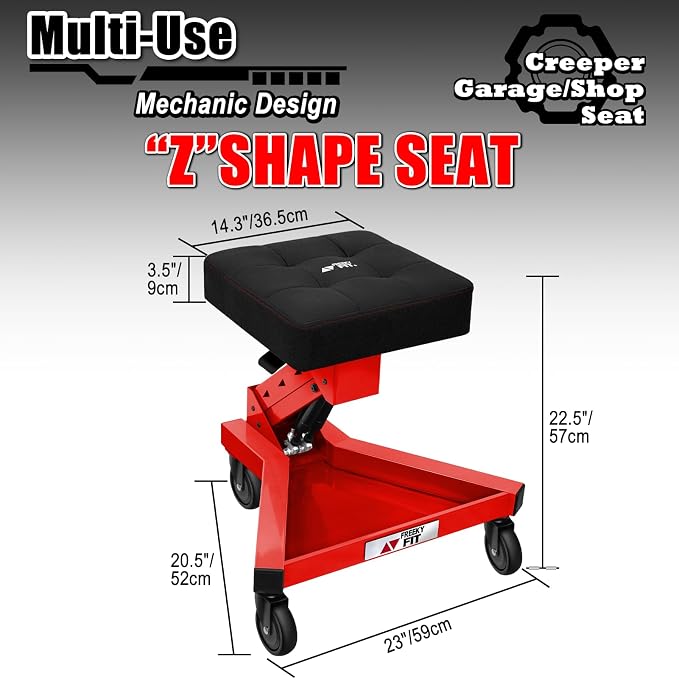 Mechanic Stool with Wheels, Hydraulic Adjustable Shop Stool on Wheels, Garage - Image 6