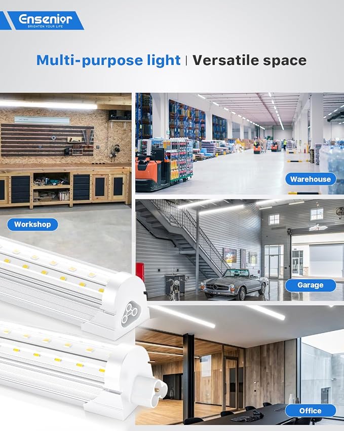 Ensenior 4 Pack 8 FT Led Shop Lights, 6000K Clear White, 10000LM Super Bright - Image 6