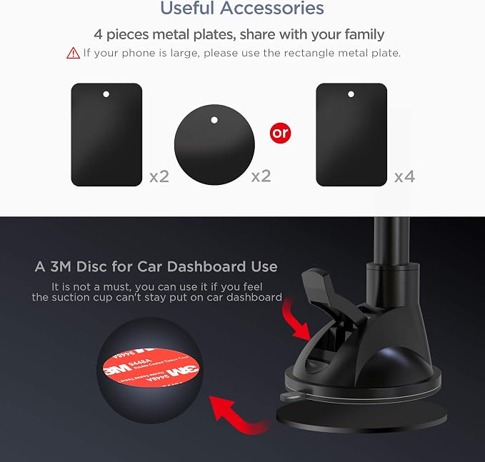 IPOW Long Arm Universal Magnetic Cradle Windshield Dashboard Cell Phone Mount - Image 6