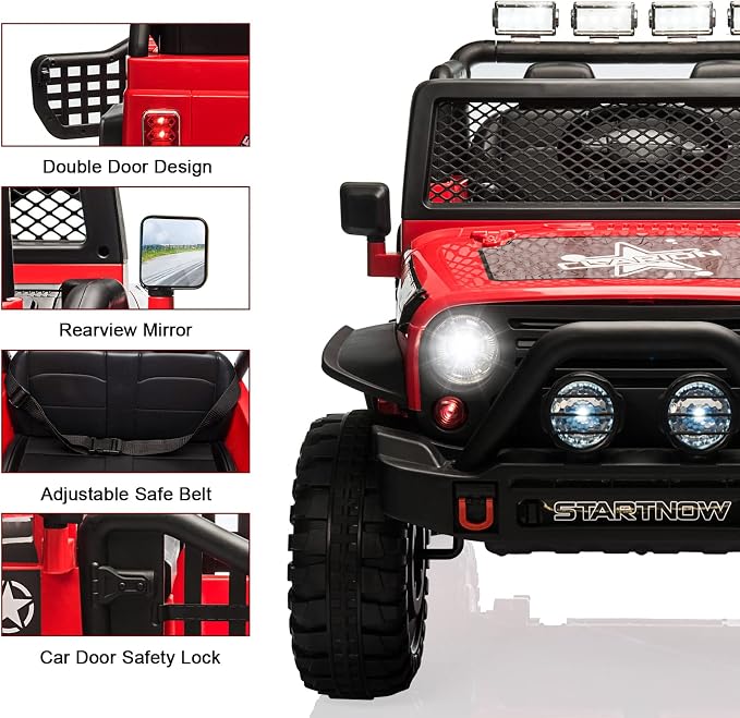 2-Seater Kids Ride on Truck Car, 12V Battery Powered Electric Vehicle - Image 3