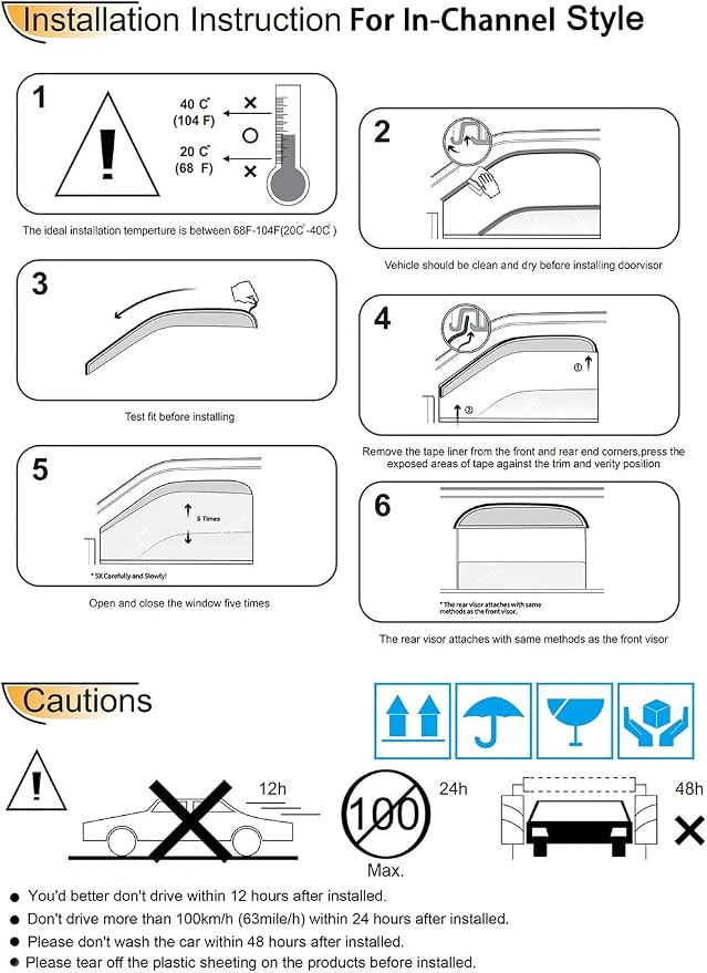 92083 Side Window Wind Deflector, Window Visor fit - Image 6