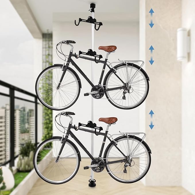 Floor to Ceiling 3 Bike Vertical Freestanding Hanger Parking Rack, Bicycle - Image 5