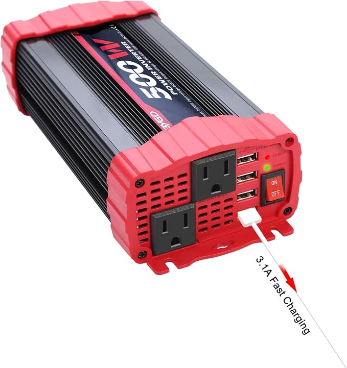 BYGD 500W Power Inverter, Car Charger Adpater DC 12V to AC 110V Car Power - Image 7