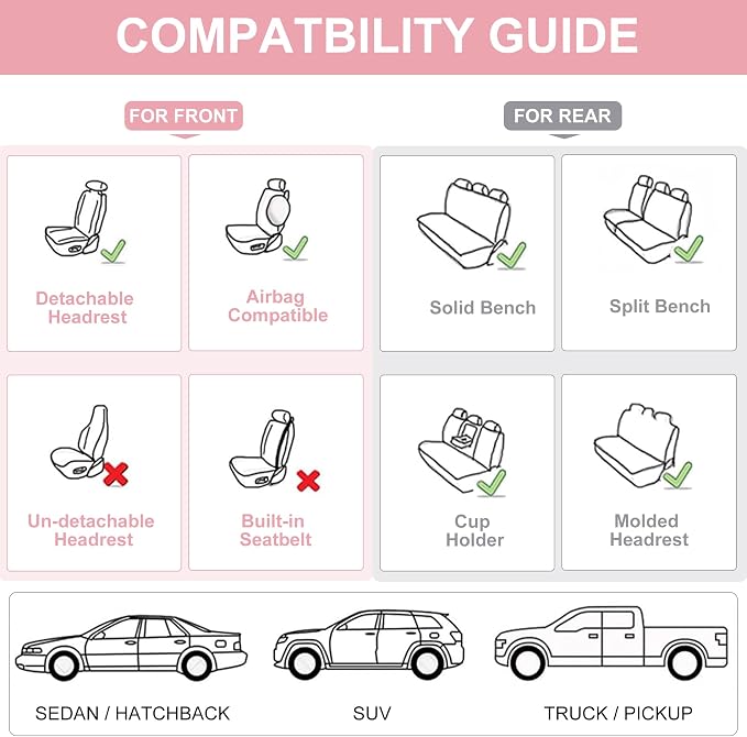 Front Seat Covers, 2 Pieces Universal Seat Covers - Image 6