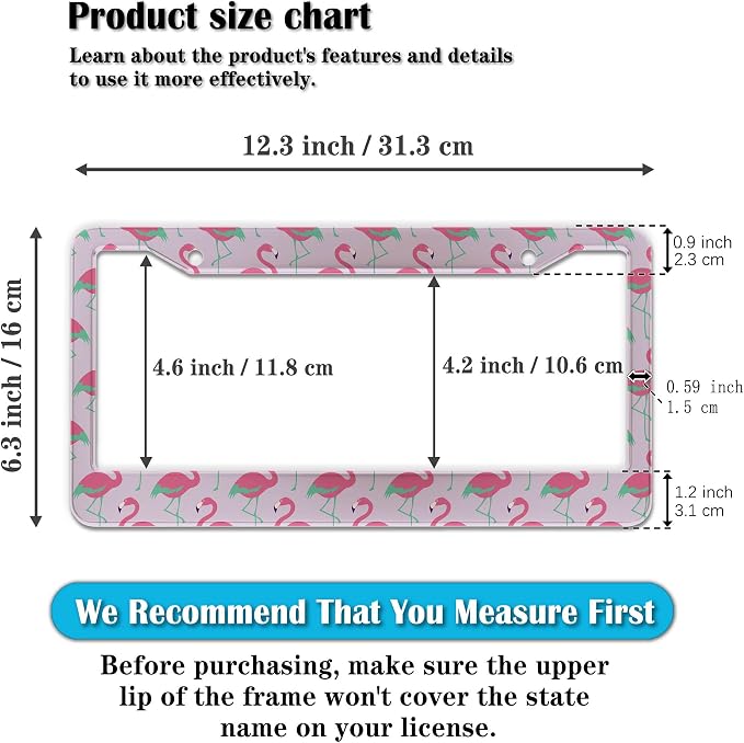 License Plate Frames for Girl Pink License Plate Cover for Women Pink Flamingo - Image 2