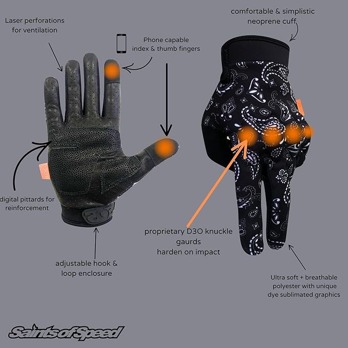 Saints of Speed Motorcycle Gloves – Knuckle Protection, Leather Palms, - Image 2