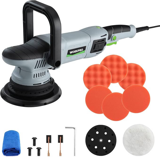 WORKPRO Buffer Polisher, 6-inch 1080W Dual Action Random Orbital Polish Kit by WORKPRO