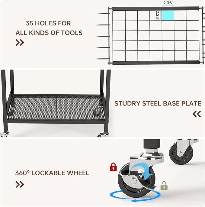 Hadulcet Garden Tool Organizer, Metal Garage Organization and Storage - Image 5