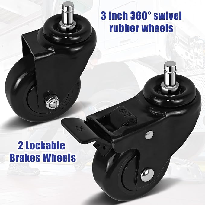 Rolling Shop Stool with Wheels, Heavy Duty Garage Work Mechanic Stool with - Image 8