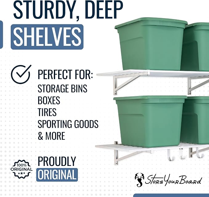 StoreYourBoard 2-Pack Heavy Duty Wall Shelves – Wall-Mounted Garage Storage - Image 2