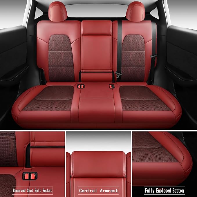 Tesla Model Y Seat Cover Full Set, Faux Leather Tesla Car Seat Cover, Perfect - Image 3