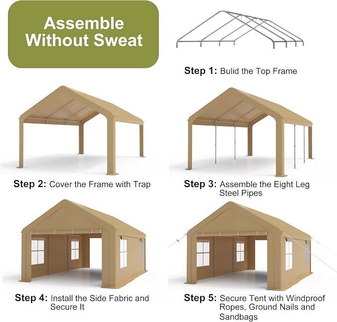 Heavy Duty Carport, Portable Garage - Image 3