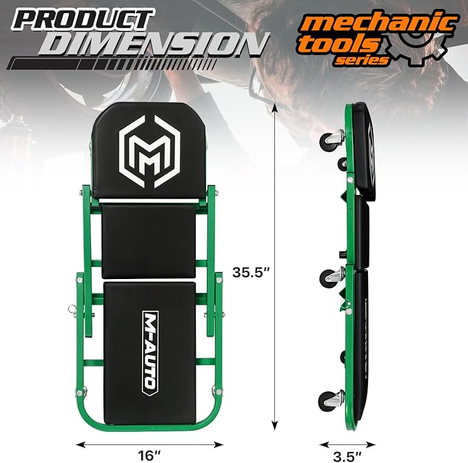 M-AUTO Foldable Z Creeper 2-in-1 Rolling Folding Car Creeper & Seat, 330LBS - Image 2