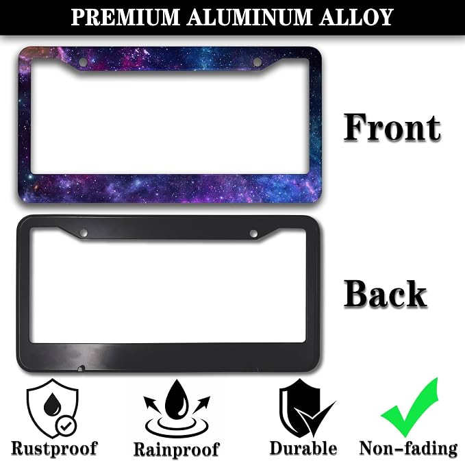 License Plate Frames for Men Multicolor License Plate Cover for Women Galaxy - Image 3