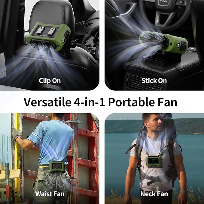 Socool Portable Car Fan - 14500mAh Rechargeable Battery Opearated - Image 6