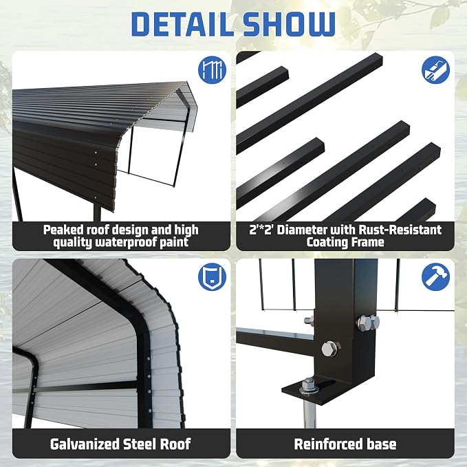 Metal Carport 13 * 20 FT Heavy Duty Carport Canopy - Image 2