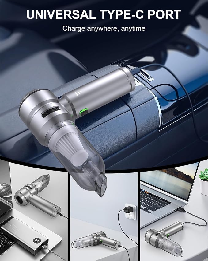 Car Vacuum, 3 Suction Modes, Portable Mini Cordless Cleaner - Image 5