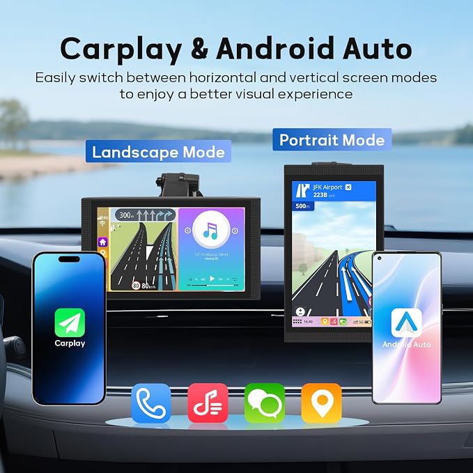 Wireless Apple Carplay Screen for Car Android Auto, Backup Camera, FM - Image 3