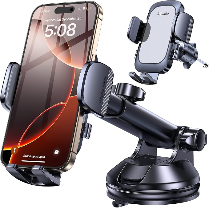 Phone Holders for Your Car【Upgraded Strongest Suction】 Car Phone Holder Mount by Romuto