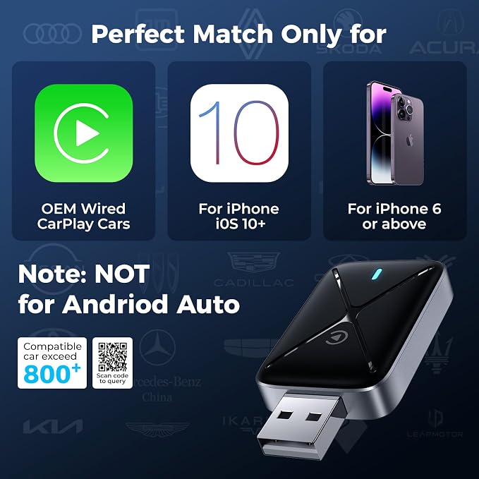 Wireless CarPlay Adapter for iPhone, Mini Size for Apple CarPlay Adapter - Image 8