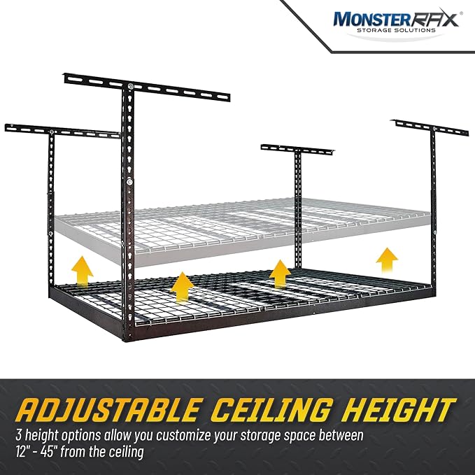 MonsterRax Overhead Garage Storage Racks 4x6, Ceiling Mounted Shelving - Image 3