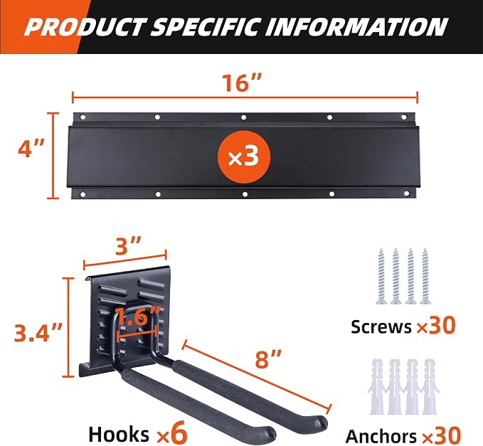 Garage Tool Organizer Wall Mount 48", Garage Wall Organizer 400 lbs, Heavy Duty - Image 5