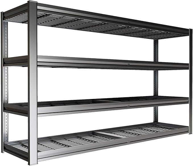 68" W Garage Shelving Unit, Heavy Duty Garage Storage Shelves, 4 Tier Storage by PMKES