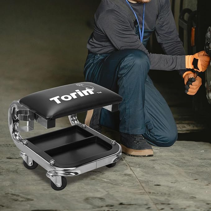 Torin AR7451B Heavy Duty Rolling Creeper Garage/Shop Seat: Padded Mechanic Stool - Image 7
