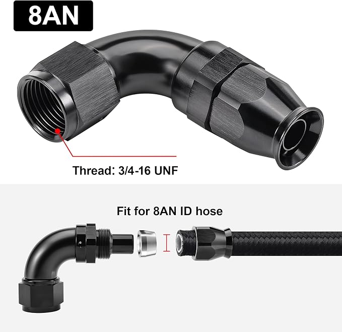 EVIL ENERGY 8AN 90 Degree PTFE One Piece Full Flow End Hose Fitting Aluminum - Image 4