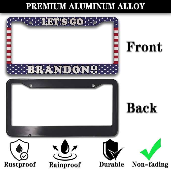 License Plate Frames for Women Multicolor License Plate Covers for Men Lets Go - Image 3