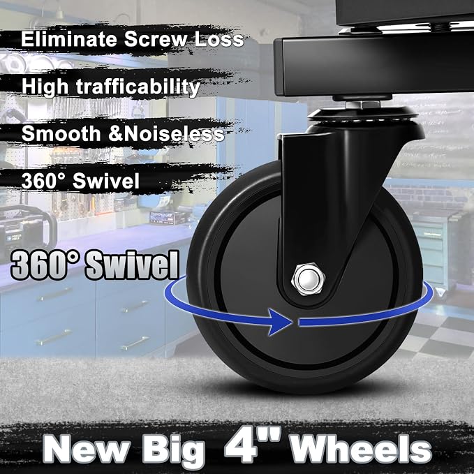 Rolling Stool with Wheels, Adjustable Height Pneumatic Garage Work Mechanic - Image 6