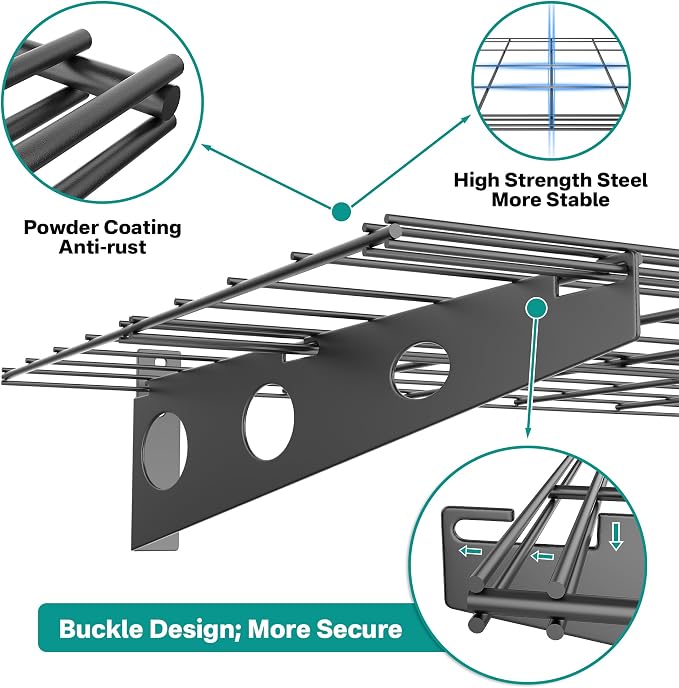 EVERHANGER Wall Mounted Garage Wall Shelves, 2 x 4 ft Metal Storage Shelves - Image 4