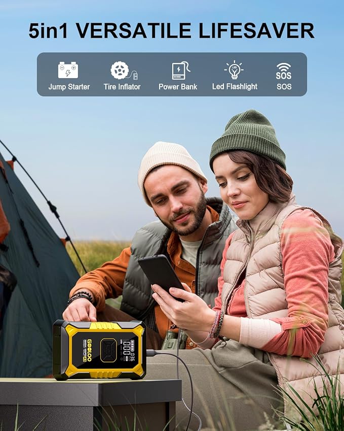GOOLOO A3 Jump Starter with Air Compressor, 3000A Portable Car Battery Jumper - Image 4