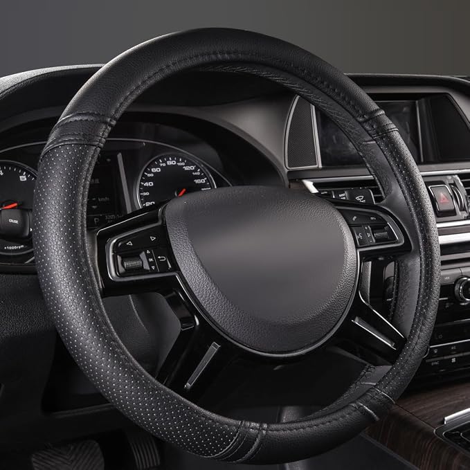 Car Pass Classical Leather Automotive Universal Steering Wheel Covers, by CARPASS