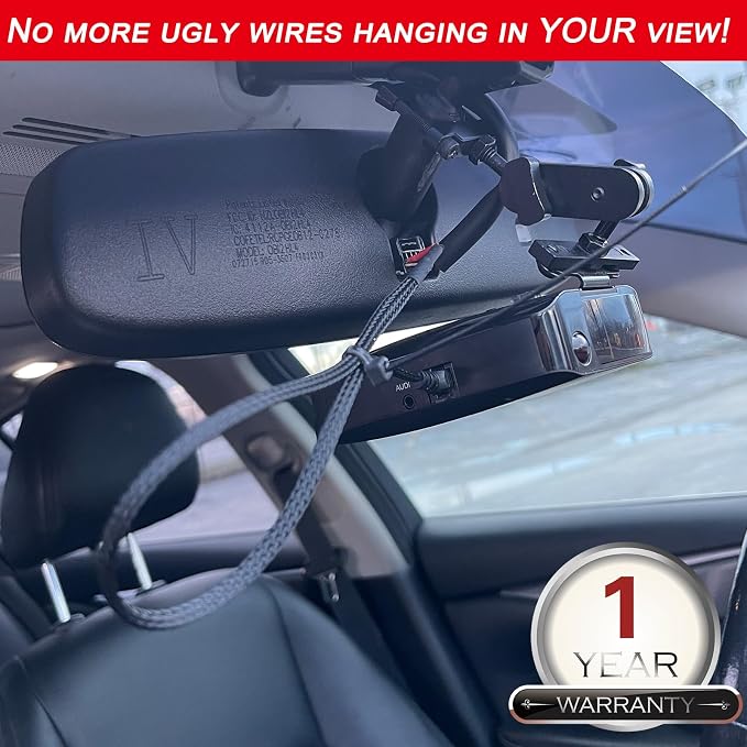 14" Upgraded Mirror Plug Wire Tap Radar Detector Hardwire Power Cord Kit - Image 2