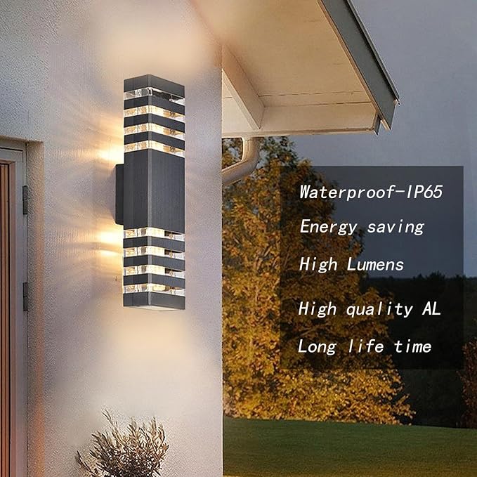 18inch LED Square Up & Down Wall Lights, 24W Outdoor Wall Light 4000K Day White - Image 2