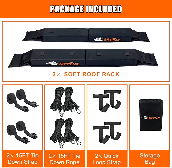 MeeFar Universal Car Soft Roof Rack Pads Luggage Carrier System - Image 7
