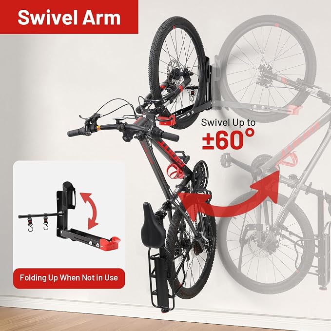 Bike Wall Mount Rack Adjustable & Foldable Garage Bike Rack - Image 2