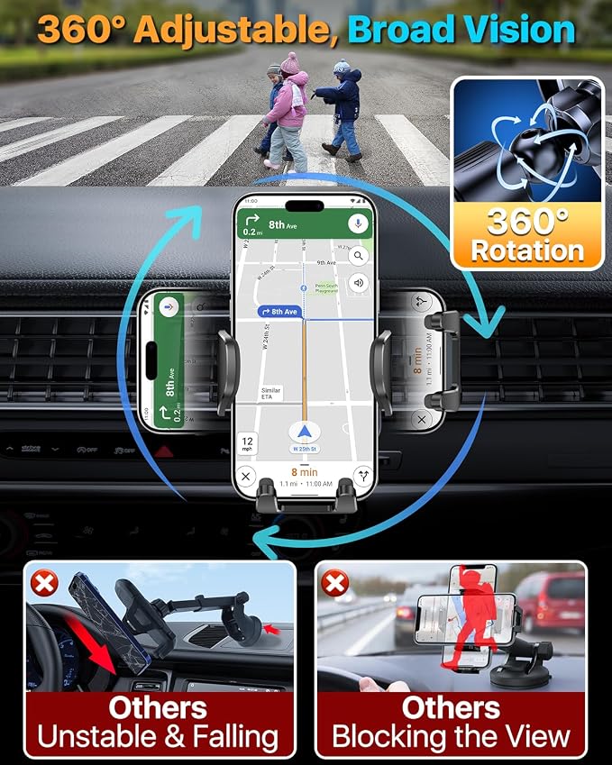 HTU 【Military-Grade Car Phone Holder, 【Strongest & Longest Steel-Hook】 Car Vent - Image 5