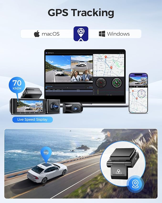 AZDOME M550 3 Channel Dash Cam, 4K+2.5K Dual Dash Camera - Image 6