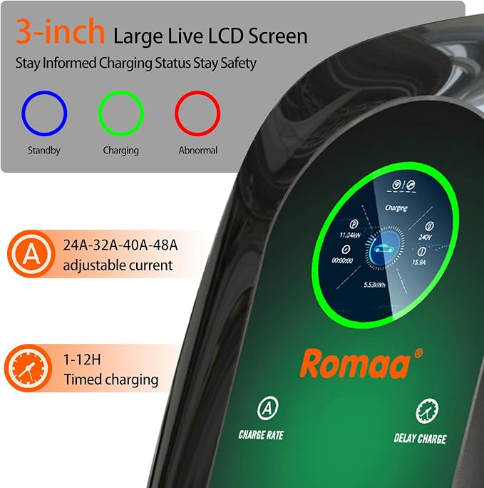 Level 2 EV Charger 48 Amp, J1772 Charger, Hardwired Electric Car Charger - Image 3