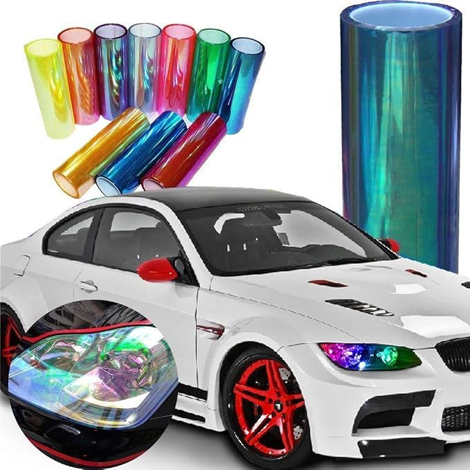 LED LIGHT 12 by 48 inches Self Adhesive Shiny Chameleon Headlights Tail Lights - Image 2