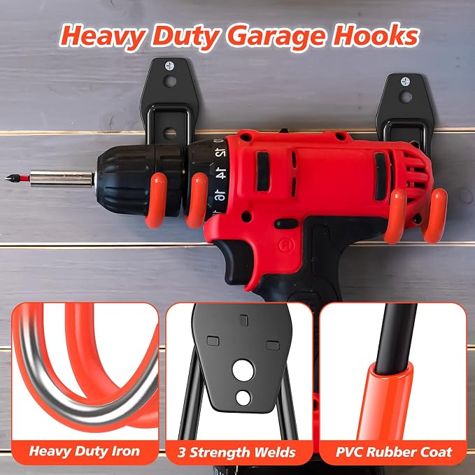 8 Pack 4.7x2.6 inch J Heavy Duty Garage Hooks, Solid Steel Wall Mount Hangers - Image 3