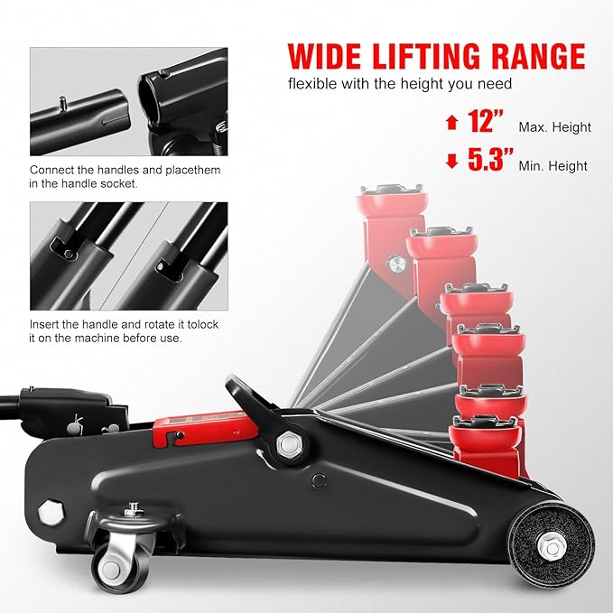 DNA MOTORING Low Profile Hydraulic Trolley Service/Floor Jack, 1.5 Ton Capacity - Image 3