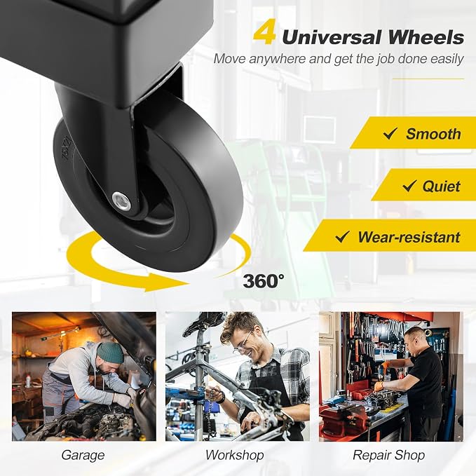 Goplus Rolling Garage Stool, 22.5”-27.5” Adjustable Mechanic Chair - Image 7