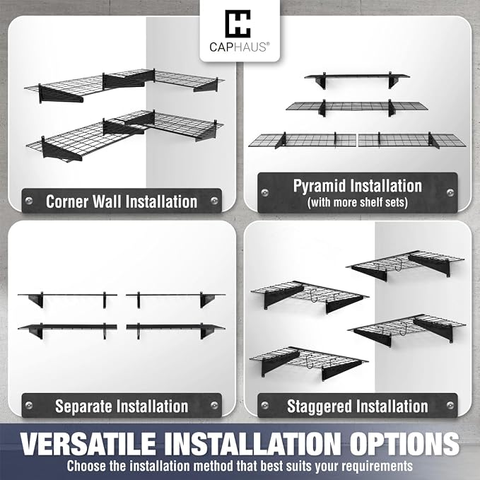 CAPHAUS 2-Pack Garage Shelving Wall Mounted 72x18 Inch, Heavy Duty Metal Wall - Image 7