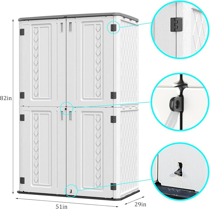 HOMSPARK Storage Shed Weather Resistance, Outdoor Storage Cabinet - Image 7